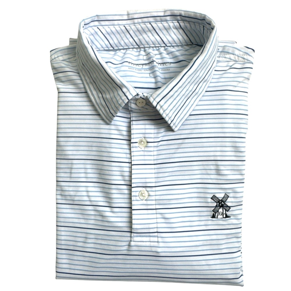 Vineyard Vines Men's Performance Golf Windmill Striped‎ Polo Size L
